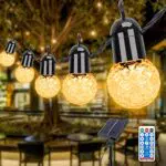 Aourow LED Catena Luminosa Solare Esterno, 15, 5m 25 Lampadine Lampada Deco IP44 con 4 Livelli di Luminosità e Impostazione del Tempo in 4 Fasi