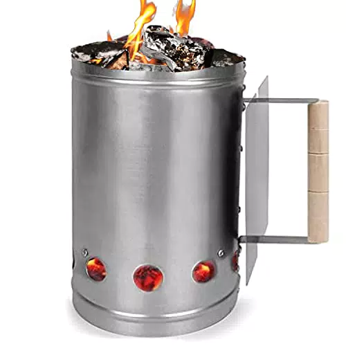 App Life ACCENDIFUOCO A Carbone con Manico di Sicurezza in Legno per Barbecue CIMINIERA di ACCENSIONE