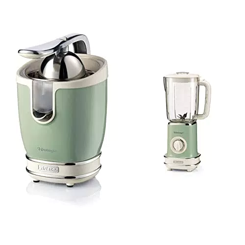 Ariete 413, Spremiagrumi Vintage, Spremiagrumi Elettrico con Leva Professionale & 568 Frullatore Vintage Frullatore con 500 watt e tazza graduata da 1