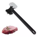 Batticarne in Lega di Zinco, Bifacciale Antiaderente Batticarne Pesante Martello con Manico Antiscivolo in Fibra di Nylon