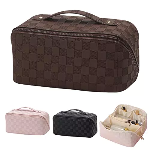 Beauty Case Donna, Pu Borsa Pochette Donna Trucchi Con Divisorio E Maniglia Per Il Trasporto Trousse Trucchi Impermeabile Beauty Case Grande Capacità Beauty Case Portatile Pochette Trucchi