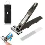 Bewudy Tagliaunghie con lima in metallo, tagliaunghie in acciaio inox con custodia in pelle