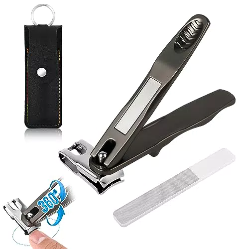 Bewudy Tagliaunghie con lima in metallo, tagliaunghie in acciaio inox con custodia in pelle