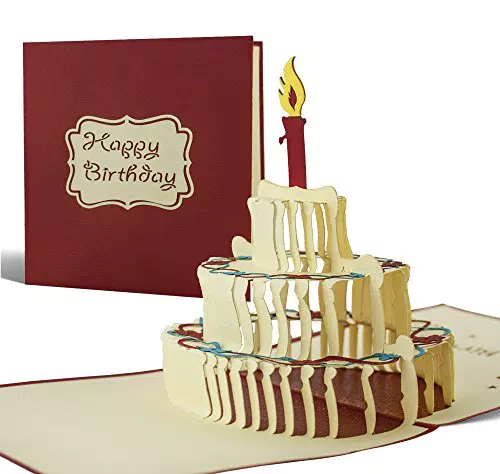 Biglietto auguri 3d, invito per feste pop up con torta tridimensionale a comparsa