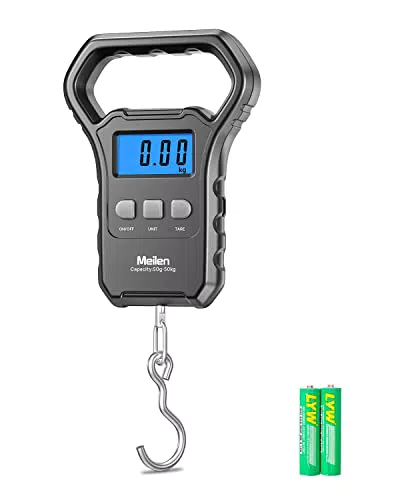 Bilancia per Pesci, Bilancia per Bagagli 110lb/50kg Bilancia da Pesca da Appendere con Display LCD Retroilluminato