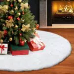 BNGXR Gonna Albero di Natale, 90cm Gonna Albero di Natale Bianca Finta Pelliccia