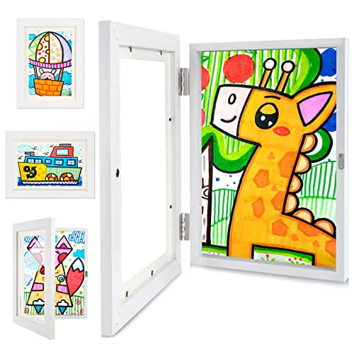 BOFUNX Cornici Artistiche A4 Cornice per Disegni Bambini con Apertura Frontale Cornici per Poster in Legno Cornici da Parete per Fotografico Puzzle 26 * 35 cm