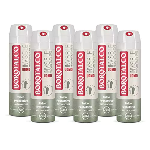 Borotalco, Deodorante Uomo Spray Invisibile, Formula Senza Alcool con Talco Protettivo
