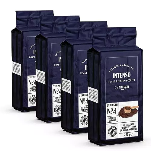 by Amazon Caffè Intenso macinato, Tostatura media, 1 kg - Certificato Rainforest Alliance