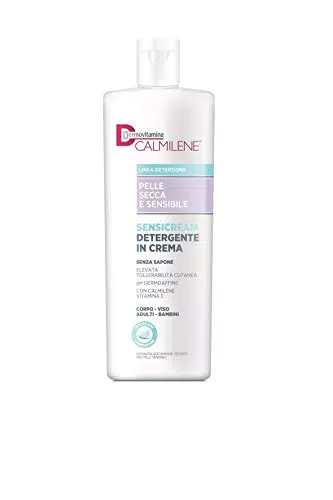 Calmilene Sensicream Detergente 500 ml - Detergente Viso - Crema Idratante Viso e Corpo - Per pelle sensibili e dermatiti - Con Vitamina E e Calmilene - Senza Sapone - Dermovitamina