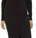 Calvin Klein Jeans Abito aderente a Coste a Maniche Lunghe, nero