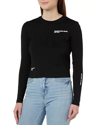 Calvin Klein Jeans Maglietta a Maniche Lunghe, nero