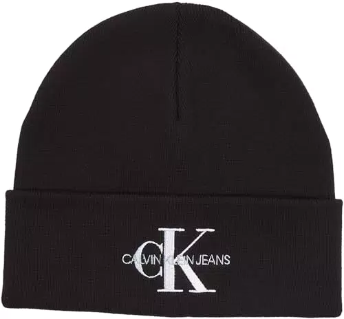 Calvin Klein MONOLOGO EMBRO BEANIE 160, Uomo, Black