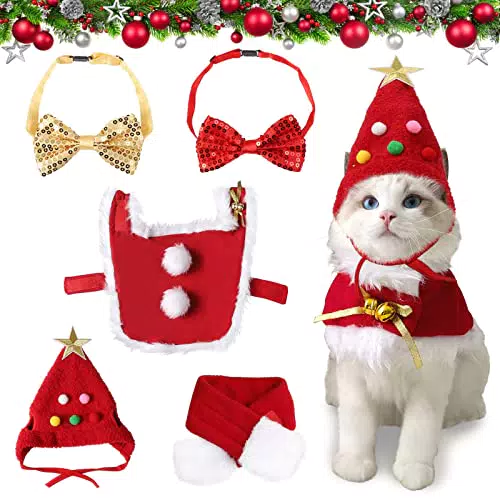 Cane di Babbo Natale Vestiti, Taumie 5 Pcs Animali Domestici Natale Vestiti