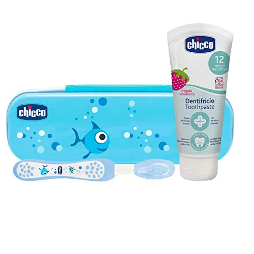 Chicco Set Dentale per Bambini, L'Astuccio Contiene Un Dentifricio 12 Mesi + e Uno Spazzolino