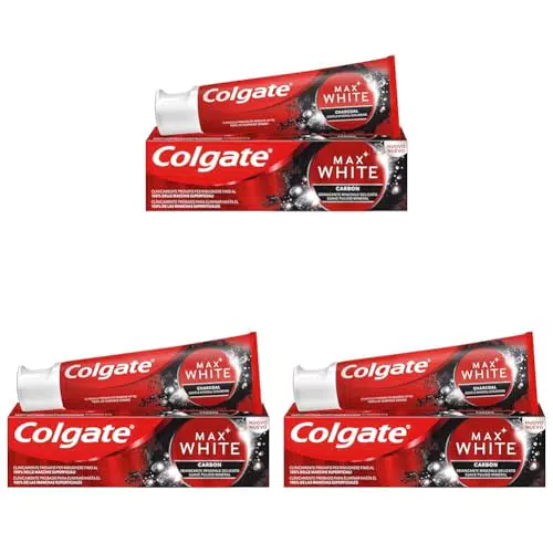 Colgate Dentifricio Sbiancante Max White Carbone Attivo 1 Confezione da 75 ml I Microparticelle minerali con carbone attivo I Denti più bianchi I Azione Sbiancante