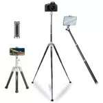 COMAN Treppiede stabile migliorato, bastone per selfie per fotocamera e smartphone