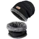 Czemo Cappello Uomo Invernale Berretto Uomo in Maglia con Sciarpa 2Pcs Inverno Caldo Cappello Knit All'aperto Peluche Ispessimento Maglia Cappello da Sci per l'inverno