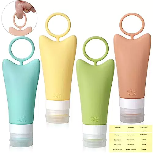 DATEFUN Bottiglie da Viaggio in Silicone, 4 Pezzi Contenitori da Viaggio 89ml