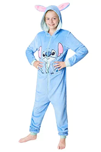 Disney Pigiama Intero Pile Bambina - Pigiama Stitch Angel Minnie Malefica 2-15 Anni - Gadget Stitch Idea Regalo Bambine