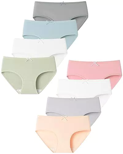 Domee Slip Cotone Intimo Tinta Unita Mutande Ragazza Pacco da 8 Piccolo e Fresco 15-17 Anni