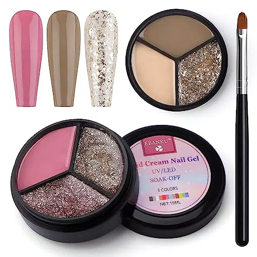 EBANKU Set Smalti Gel per Unghie, Kit 3 in 1 Gel Unghie Colori Crema Solido con Pennelli per Unghie
