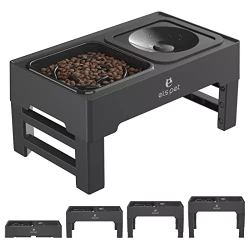 ELS PET Ciotole Acqua rialzate per Cani, Regolabile in Altezza