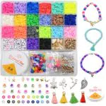 Eucomir Perline Piatte Colorate Set Fai da Te, 4600Pcs Kit Rotondo