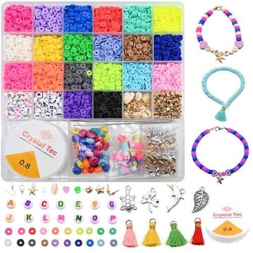 Eucomir Perline Piatte Colorate Set Fai da Te, 4600Pcs Kit Rotondo