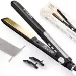 Faszin Piastra per capelli professionale, piastra al titanio a riscaldamento rapido con ioni negativi per creare uno stile elegante