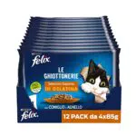 Purina Felix Le Ghiottonerie Cibo Umido per Gatti con Manzo e Carote e con Pollo e Pomodoro