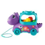 Fisher-Price - Dino Impara e Cammina, dinosauro giocattolo da trainare con palline saltellanti e contenuti multilingue Smart Stages