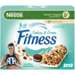 FITNESS COOKIES&CREAM Barretta di Cereali Integrali con Biscotti al Cacao e Cioccolato 4 Pezzi