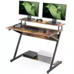 FITUEYES Scrivania per Computer con Tastiera Legno Matchwood a Forma di Z Scrivania Workstation per Ufficio Domestico