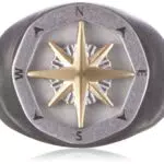 Fossil Anello Per Uomo Sutton, Lunghezza: 18 mm, Larghezza: 18 mm Anello In Acciaio Inossidabile A 2 Toni