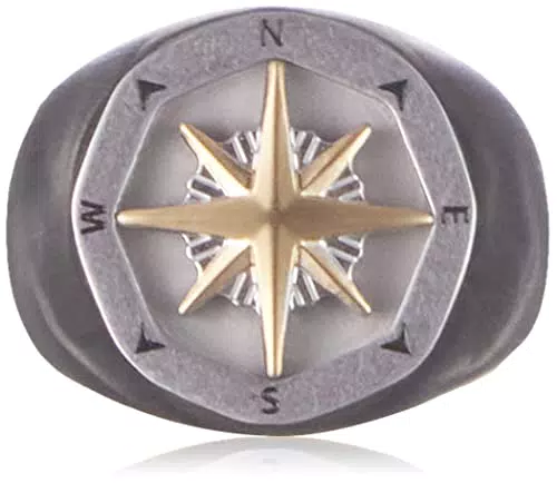 Fossil Anello Per Uomo Sutton, Lunghezza: 18 mm, Larghezza: 18 mm Anello In Acciaio Inossidabile A 2 Toni