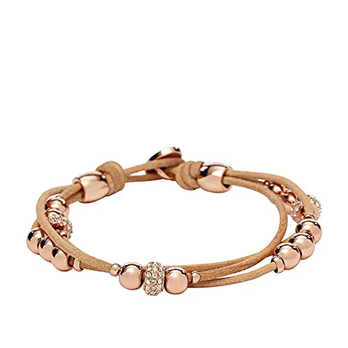 Fossil Bracciale Da Donna, Bracciale In Vera Pelle Marrone Da 19 Cm