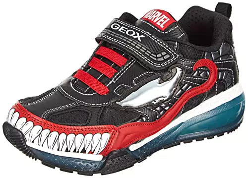 Geox J Bayonyc Boy C, Sneakers Bambini e ragazzi, Nero/Rosso