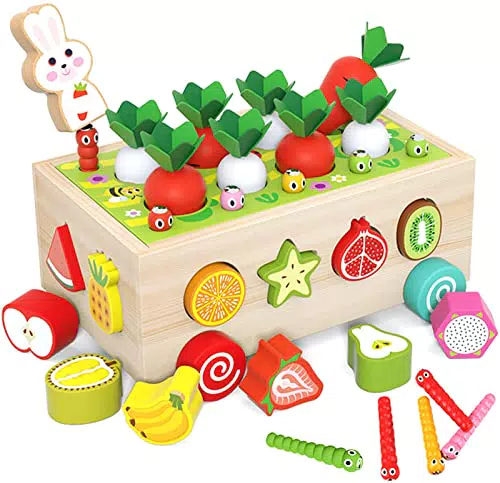 Gioco di Smistamento di Giocattoli Montessori Puzzle in Legno Raccolta di Carote
