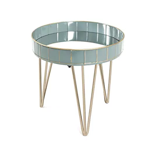 HAKU Möbel tavolino da caffè in metallo, oro-grigio-blu