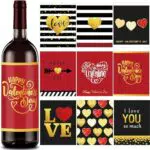 Haooryx 90pcs San Valentino Bottiglia di Vino Etichetta Adesivo 4* 5 Pollici 9 Disegni San Valentino Amore Tema Etichetta Adesivo Be My Valentine Bottiglia di Vino Decorazione San Valentino Forniture