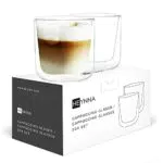 HEYNNA Tazze Cappuccino in Vetro - 2 Tazze da Colazione e Caffè a Doppia Parete da 250 ml - Tazze Grandi in Vetro Borosilicato Set Tazze da Cappuccino Lavabili in Lavastoviglie