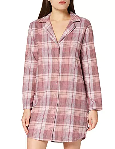 Iris & Lilly Camicia da Notte a Manica Lunga in Flanella Donna