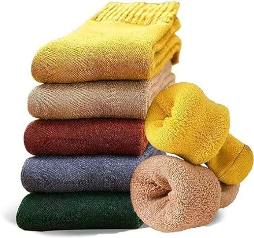 Josnown Calzini Termici Donna Invernali, 5 Paia Calze Lana Caldi e Spessi - Design in Morbida Spugna Accogliente