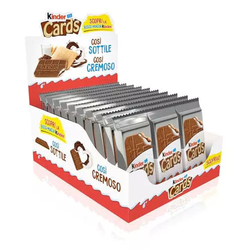Kinder Cards - 60 Biscotti a Cialda Croccante con un Ripieno Cremoso al Latte e Cacao