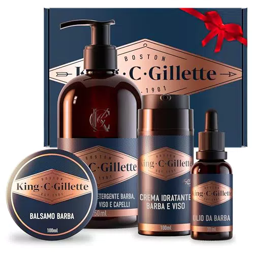 King C. Gillette Kit Regalo Completo Per Cura Barba Uomo