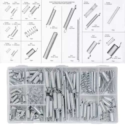 Kit Assortimento di Molle Compressione Zincato, 200 Pezzi Assortimenti Molla a Estensione