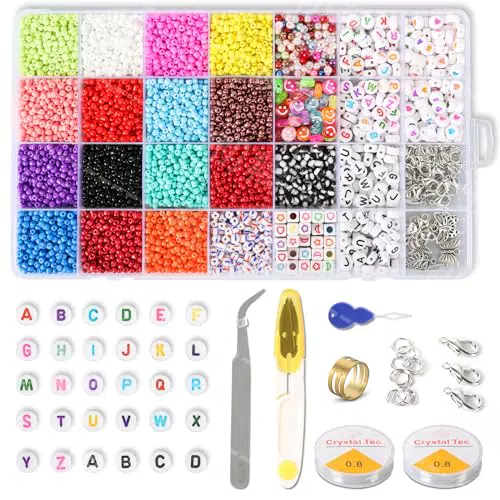 Kit di perline per stringere braccialetti-12750 pezzi di perline vetro da 2 mm
