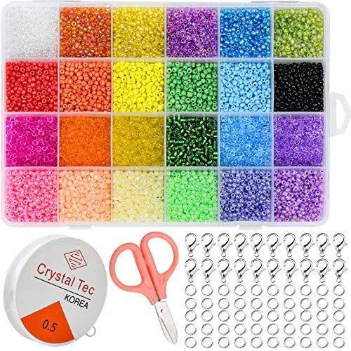 Kupink 12000 Pezzi Mini Perline Vetro Perle Colorate Perle di Vetro Rotonde per Creare Gioielli per Fai da Te Mini Perle di Braccialetti Collane Bigiotteria 3mm 24 Colori