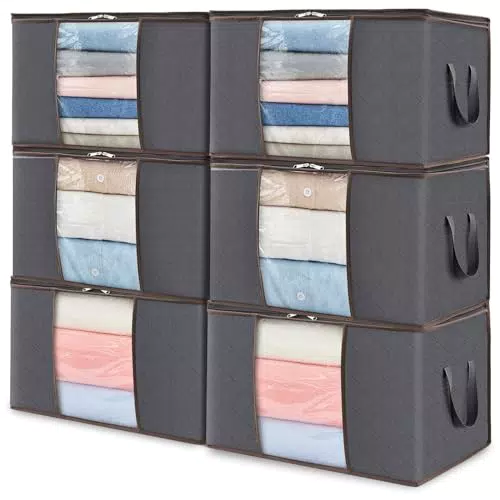 Lifewit 6 pezzi Scatole per Vestiti, Contenitori Organizer armadio per Piumoni